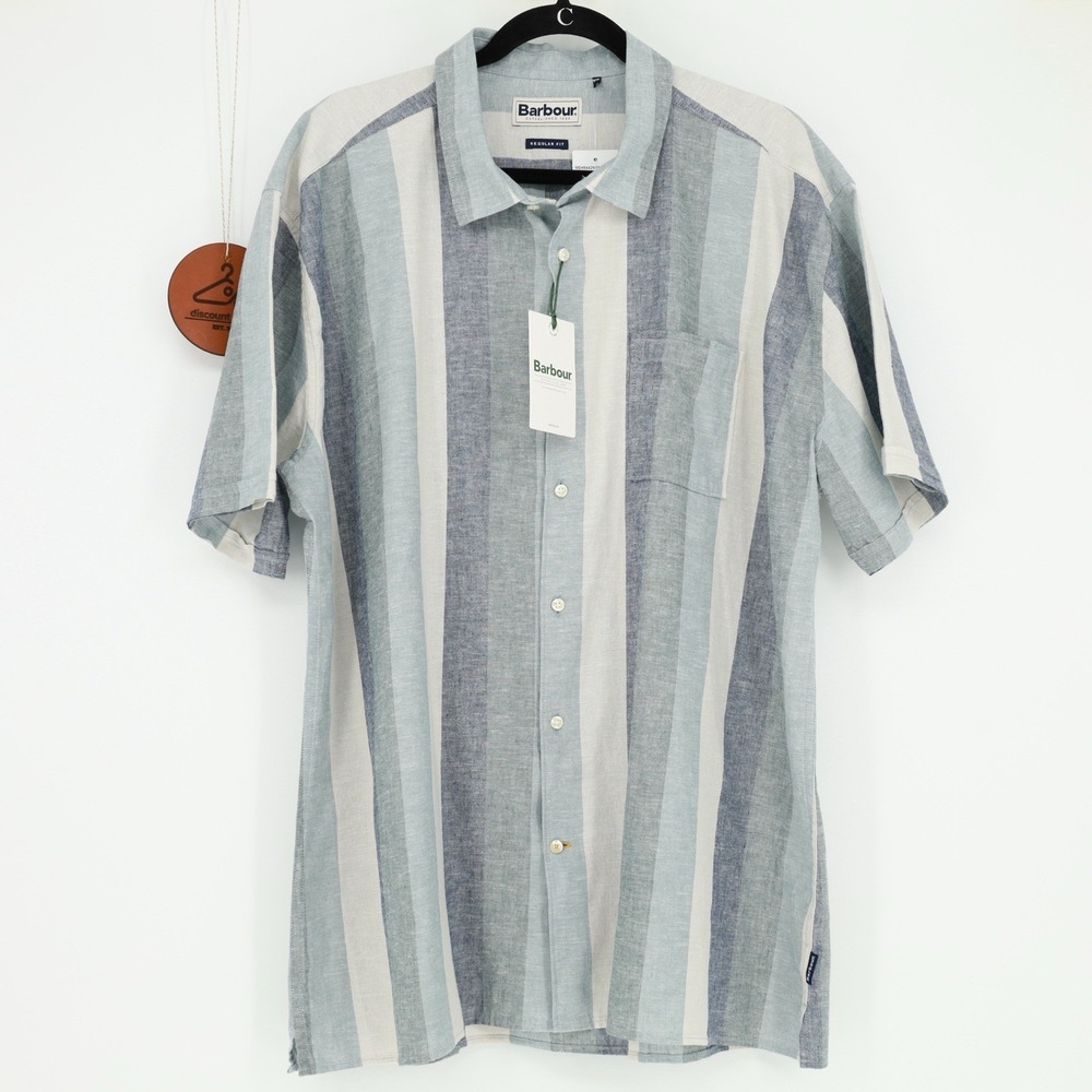 Barbour Portwell Regular Fit Linen Blend Short Sleeve Shirt XXL MSH5442NY91 NWT